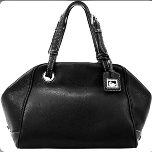 Dooney & Bourke Bag Zip Zip Grommet Satchel Portofino Pebbled Leather Chic Black - Picture 1 of 16